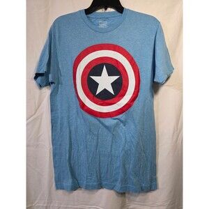 Marvel Captain America Shield T Shirt Blue Graphic Tee Size M Men's